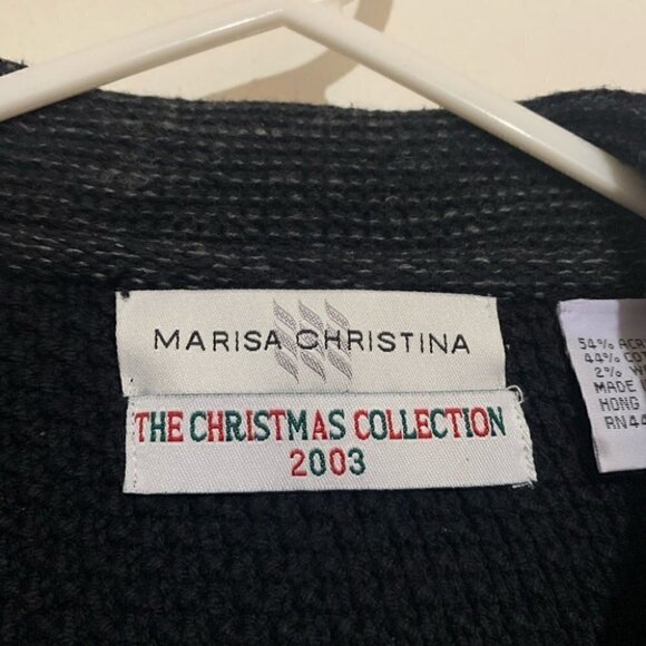 Marisa Christina 2003 Christmas Sweater Zip Cardigan Tree Sequin Holiday M - Picture 4 of 7